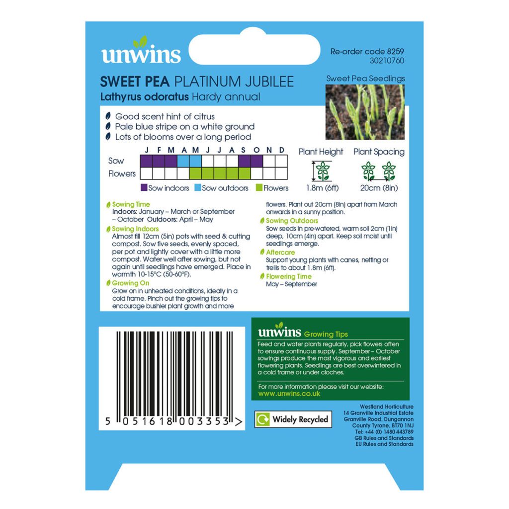 Unwins Sweet Pea Platinum Jubilee Seeds 5051618003353 2